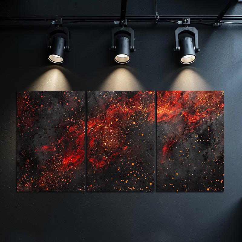 3pcs Abstract Red & Black Orange Accent Artwork Wall Art Set Canvas Framed 60x90cm - High Quality Print 100% Australian Made Wall Canvas Ready to Hang - Bella Home Decor