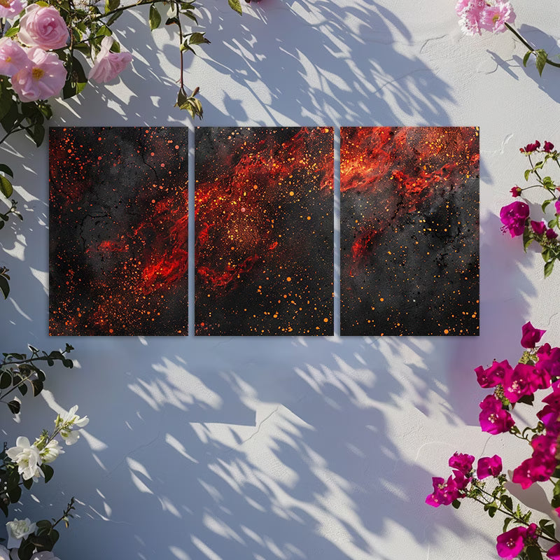 3pcs Abstract Red & Black Orange Accent Artwork Wall Art Set Canvas Framed 60x90cm - High Quality Print 100% Australian Made Wall Canvas Ready to Hang - Bella Home Decor