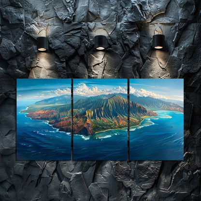 3pcs Scenic Aerial Island View Wall Art Set Canvas Framed 60x90cm - High Quality Print 100% Australian Made Wall Canvas Ready to Hang