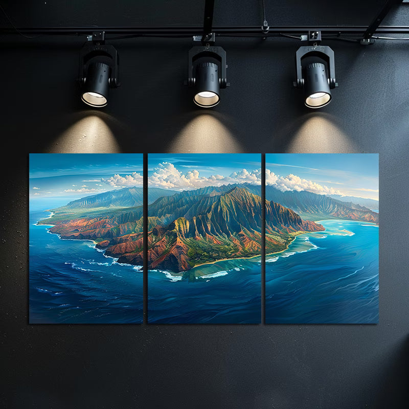 3pcs Scenic Aerial Island View Wall Art Set Canvas Framed 40x60cm - High Quality Print 100% Australian Made Wall Canvas Ready to Hang