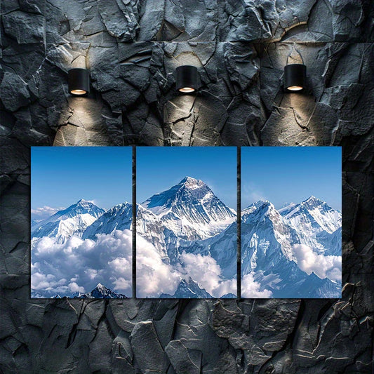3pcs Aerial View of Mount Everest & Blue Sky Wall Art Set Canvas Framed 60x90cm - High Quality Print 100% Australian Made Wall Canvas Ready to Hang