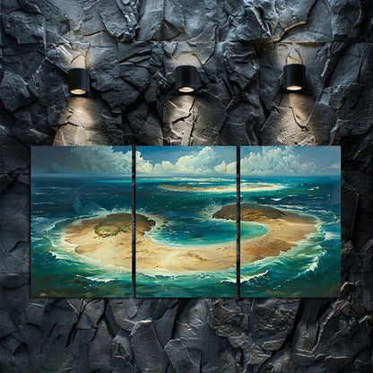 3pcs Hawaiian Island Aerial View Wall Art Set Canvas Framed 40x60cm - High Quality Print 100% Australian Made Wall Canvas Ready to Hang