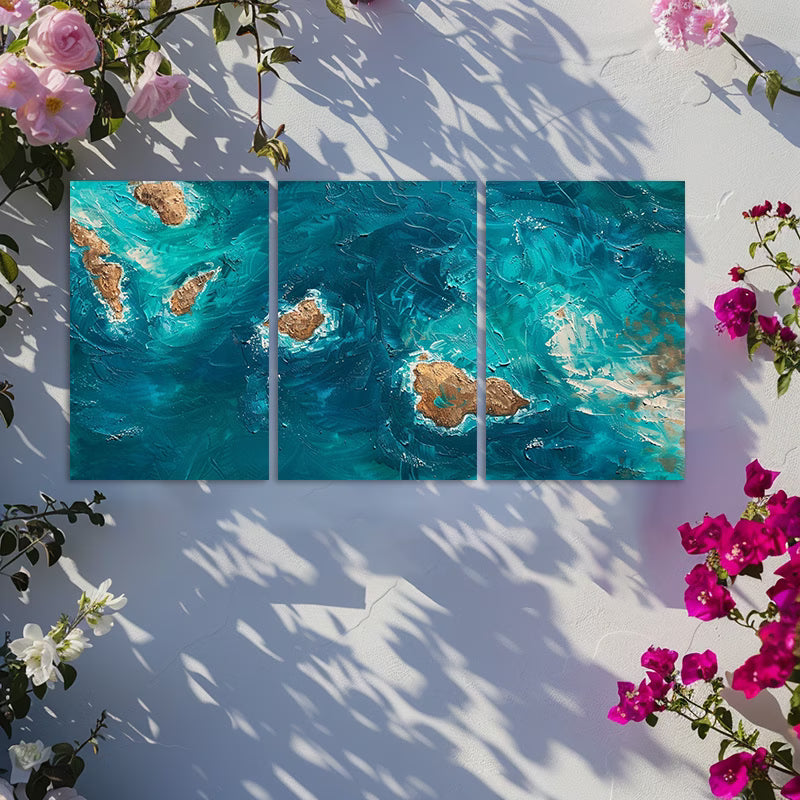 3pcs Small Islands off the Coast of Hawaii Wall Art Set Canvas Framed 50x70cm - High Quality Print 100% Australian Made Wall Canvas Ready to Hang