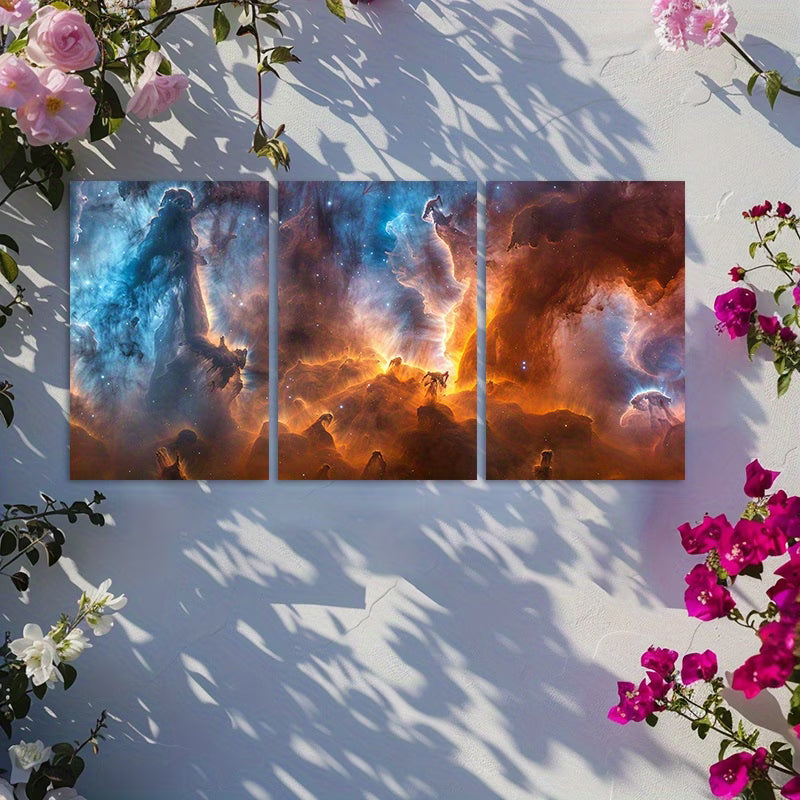 3pcs Deep Space Nebula Cosmic Galaxy Wall Art Set Canvas Framed 40x60cm - High Quality Print 100% Australian Made Wall Canvas Ready to Hang - Bella Home Decor