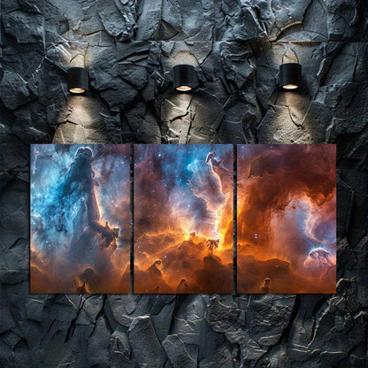 3pcs Deep Space Nebula Cosmic Galaxy Wall Art Set Canvas Framed 50x70cm - High Quality Print 100% Australian Made Wall Canvas Ready to Hang