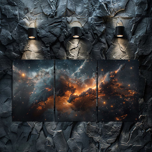 3pcs Space Nebula Cosmic Galaxy Wall Art Set Canvas Framed 40x60cm - High Quality Print 100% Australian Made Wall Canvas Ready to Hang