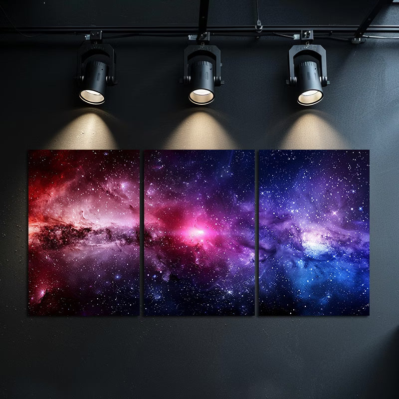 3pcs Nebula Galaxy Space Themed Wall Art Set Canvas Framed 50x70cm - High Quality Print 100% Australian Made Wall Canvas Ready to Hang