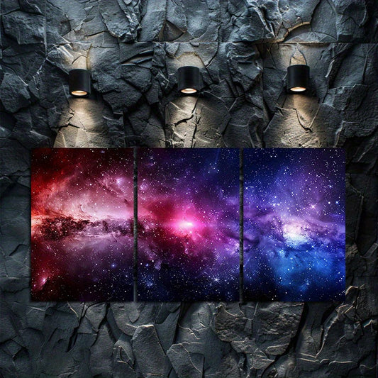 3pcs Nebula Galaxy Space Themed Wall Art Set Canvas Framed 60x90cm - High Quality Print 100% Australian Made Wall Canvas Ready to Hang