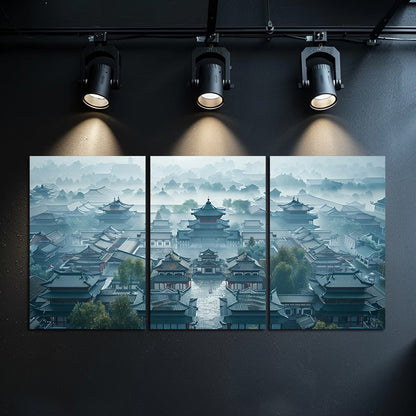 3pcs Ancient City Scene Illustration Wall Art Set Canvas Framed 60x90cm - High Quality Print 100% Australian Made Wall Canvas Ready to Hang - Bella Home Decor