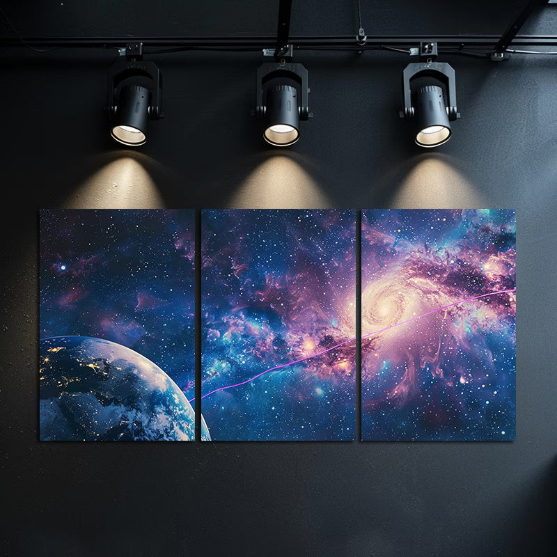 3pcs Cosmic Asteroid Belt & Alien Planet Design Wall Art Set Canvas Framed 60x90cm - High Quality Print 100% Australian Made Wall Canvas Ready to Hang - Bella Home Decor