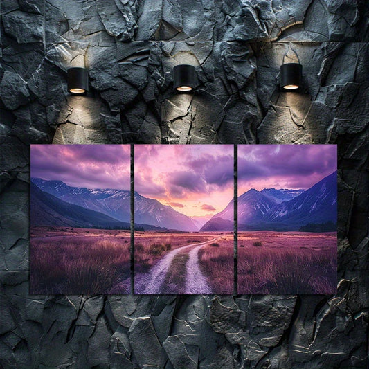 3pcs New Zealand Landscape Mountain Road Scenery Wall Art Set Canvas Framed 40x60cm - High Quality Print 100% Australian Made Wall Canvas Ready to Hang