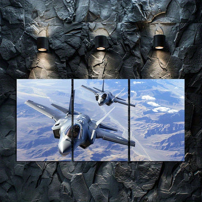 3pcs Fighter Jets Over America Wall Art Set Canvas Framed 60x90cm - High Quality Print 100% Australian Made Wall Canvas Ready to Hang