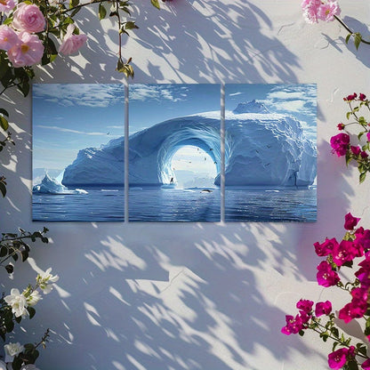 3pcs Iceberg in Southern Ocean Wall Art Set Canvas Framed 60x90cm - High Quality Print 100% Australian Made Wall Canvas Ready to Hang