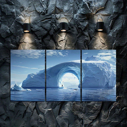 3pcs Iceberg in Southern Ocean Wall Art Set Canvas Framed 60x90cm - High Quality Print 100% Australian Made Wall Canvas Ready to Hang