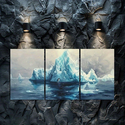 3pcs Iceberg in Southern Ocean Wall Art Set Canvas Framed 60x90cm - High Quality Print 100% Australian Made Wall Canvas Ready to Hang