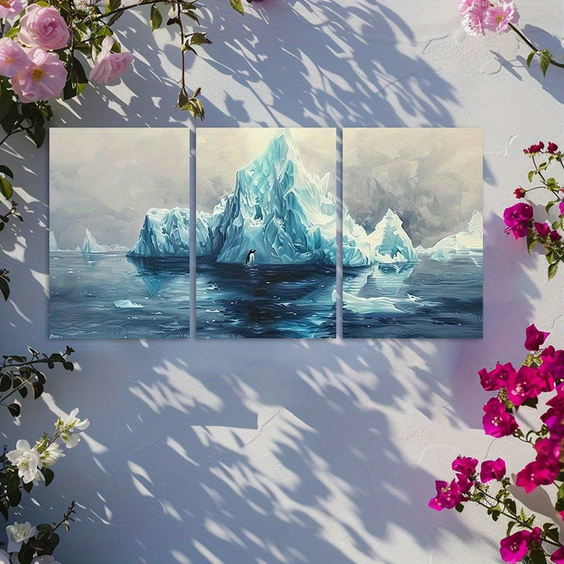 3pcs Iceberg in Southern Ocean Wall Art Set Canvas Framed 40x60cm - High Quality Print 100% Australian Made Wall Canvas Ready to Hang