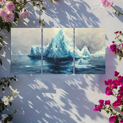 3pcs Iceberg in Southern Ocean Wall Art Set Canvas Framed 60x90cm - High Quality Print 100% Australian Made Wall Canvas Ready to Hang