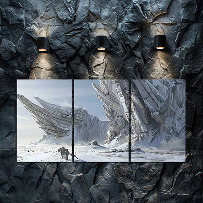 3pcs Giant Frozen Winged Structures in Icy Wall Art Set Canvas Framed 50x70cm - High Quality Print 100% Australian Made Wall Canvas Ready to Hang - Bella Home Decor
