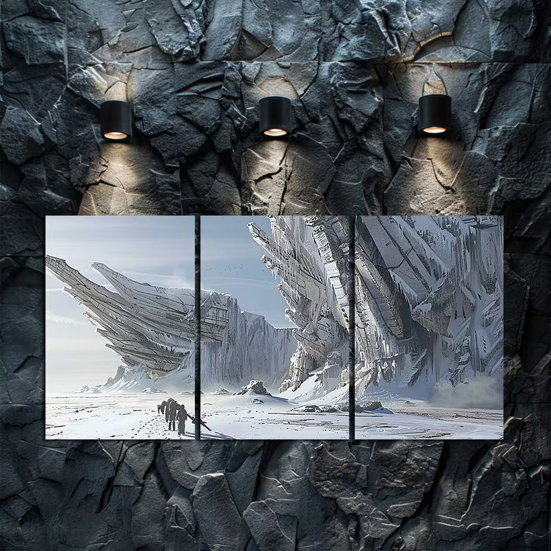 3pcs Giant Frozen Winged Structures in Icy Wall Art Set Canvas Framed 40x60cm - High Quality Print 100% Australian Made Wall Canvas Ready to Hang - Bella Home Decor