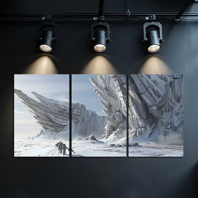 3pcs Giant Frozen Winged Structures in Icy Wall Art Set Canvas Framed 40x60cm - High Quality Print 100% Australian Made Wall Canvas Ready to Hang - Bella Home Decor