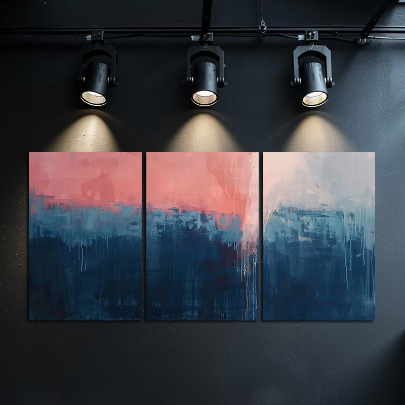 3pcs Dark Blue to Pink Gradient Abstract Design Wall Art Set Canvas Framed 50x70cm - High Quality Print 100% Australian Made Wall Canvas Ready to Hang - Bella Home Decor