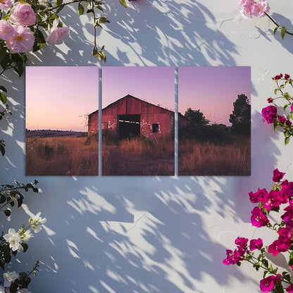 3pcs Rustic Countryside Sunset Wall Art Set Canvas Framed 60x90cm - High Quality Print 100% Australian Made Wall Canvas Ready to Hang
