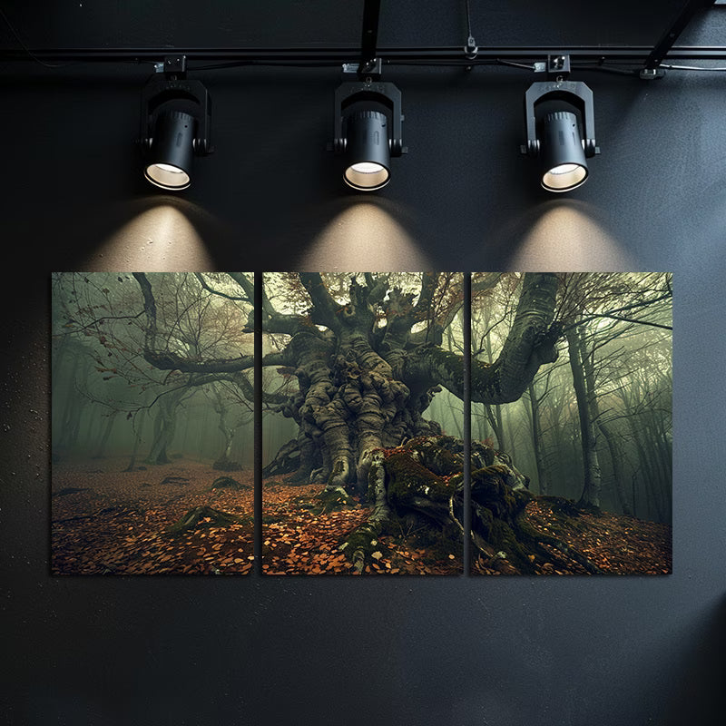 3pcs Mystical Forest Tree Design Wall Art Set Canvas Framed 60x90cm - High Quality Print 100% Australian Made Wall Canvas Ready to Hang