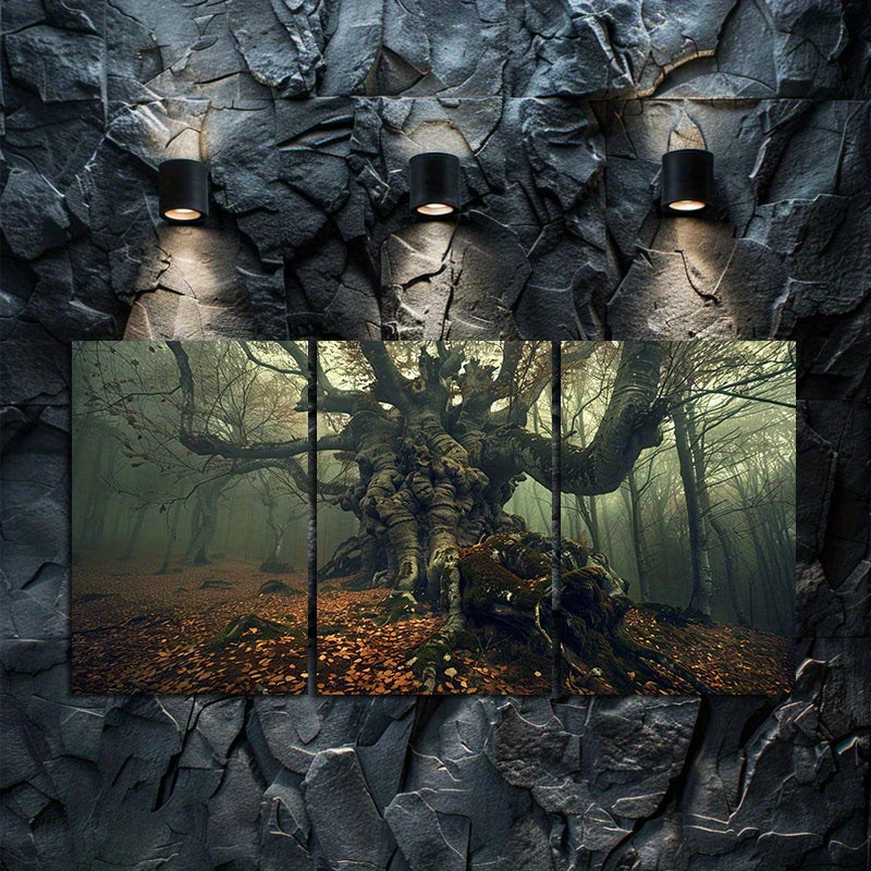 3pcs Mystical Forest Tree Design Wall Art Set Canvas Framed 60x90cm - High Quality Print 100% Australian Made Wall Canvas Ready to Hang