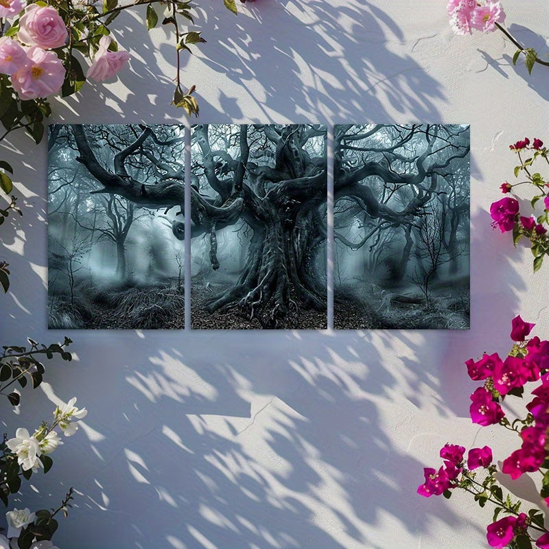 3pcs Mystical Forest Tree Series Wall Art Set Canvas Framed 50x70cm - High Quality Print 100% Australian Made Wall Canvas Ready to Hang
