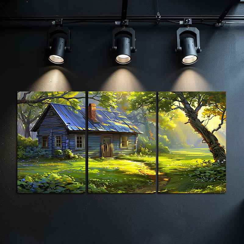 3pcs Tranquil Green Lawn and Sunlit Landscape Wall Art Set Canvas Framed 60x90cm - High Quality Print 100% Australian Made Wall Canvas Ready to Hang