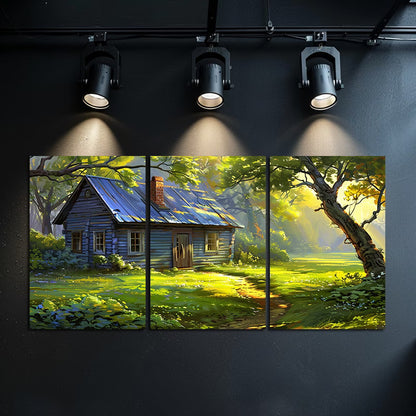 3pcs Tranquil Green Lawn and Sunlit Landscape Wall Art Set Canvas Framed 60x90cm - High Quality Print 100% Australian Made Wall Canvas Ready to Hang