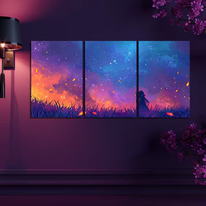 3pcs Beautiful Anime Piece Features a Girl Wall Art Set Canvas Framed 60x90cm - High Quality Print 100% Australian Made Wall Canvas Ready to Hang - Bella Home Decor