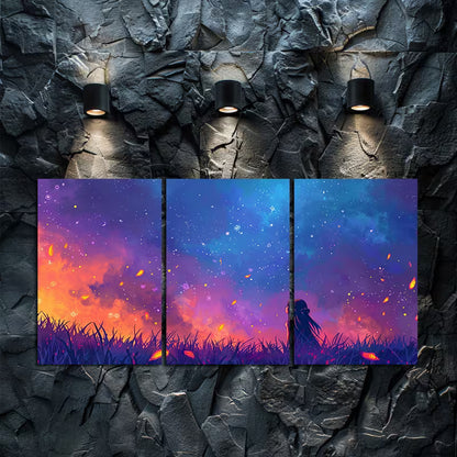 3pcs Beautiful Anime Piece Features a Girl Wall Art Set Canvas Framed 60x90cm - High Quality Print 100% Australian Made Wall Canvas Ready to Hang - Bella Home Decor