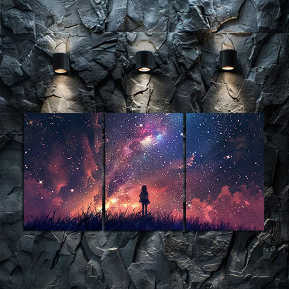 3pcs Endless Sky Full of Stars and Galaxies Wall Art Set Canvas Framed 40x60cm - High Quality Print 100% Australian Made Wall Canvas Ready to Hang