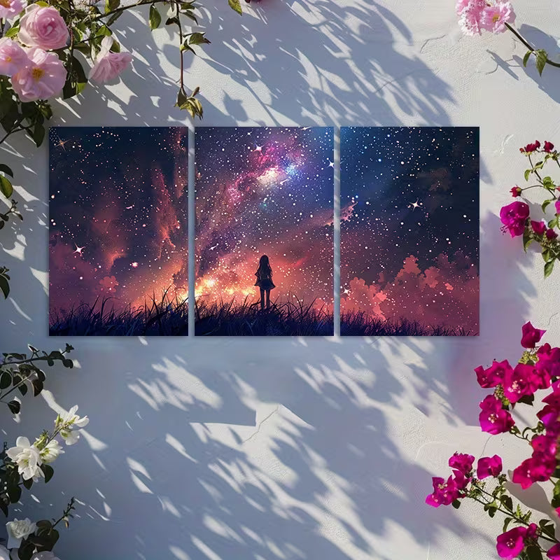 3pcs Endless Sky Full of Stars and Galaxies Wall Art Set Canvas Framed 40x60cm - High Quality Print 100% Australian Made Wall Canvas Ready to Hang