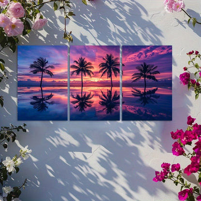 3pcs Maldives Beach & Palm Trees Scenery Wall Art Set Canvas Framed 50x70cm - High Quality Print 100% Australian Made Wall Canvas Ready to Hang