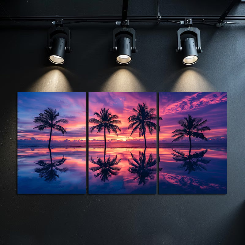 3pcs Maldives Beach & Palm Trees Scenery Wall Art Set Canvas Framed 40x60cm - High Quality Print 100% Australian Made Wall Canvas Ready to Hang