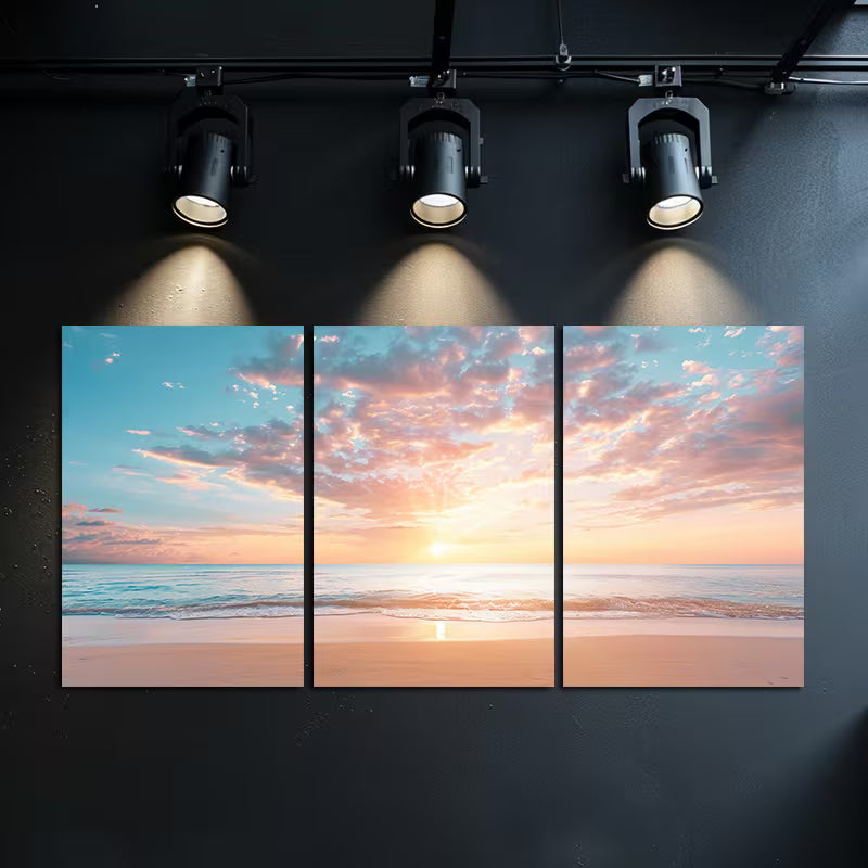 3pcs Beautiful Sunset Over The Sea Wall Art Set Canvas Framed 50x70cm - High Quality Print 100% Australian Made Wall Canvas Ready to Hang - Bella Home Decor