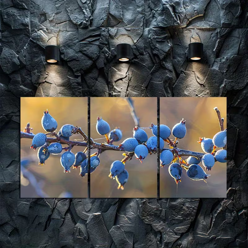 3pcs The Berries of the Bearberry plant Wall Art Set Canvas Framed 40x60cm - High Quality Print 100% Australian Made Wall Canvas Ready to Hang