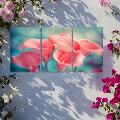 3pcs Close-up of Calla Lilies with Pink Petals Wall Art Set Canvas Framed 60x90cm - High Quality Print 100% Australian Made Wall Canvas Ready to Hang - Bella Home Decor