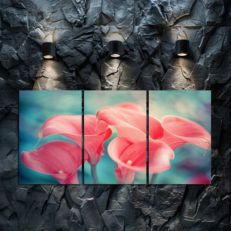 3pcs Close-up of Calla Lilies with Pink Petals Wall Art Set Canvas Framed 50x70cm - High Quality Print 100% Australian Made Wall Canvas Ready to Hang - Bella Home Decor