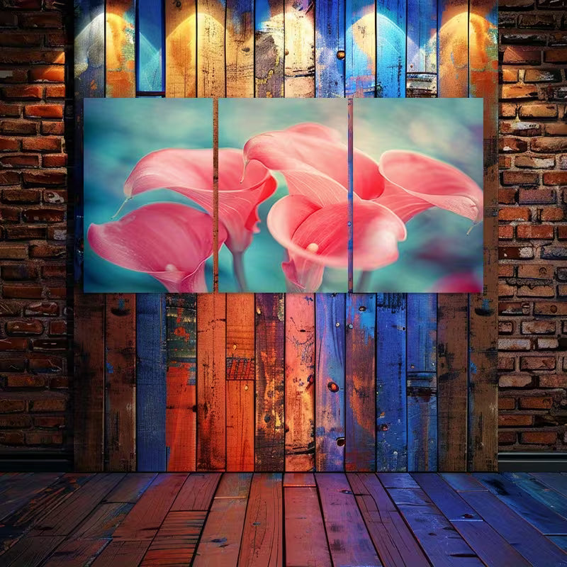 3pcs Close-up of Calla Lilies with Pink Petals Wall Art Set Canvas Framed 60x90cm - High Quality Print 100% Australian Made Wall Canvas Ready to Hang - Bella Home Decor