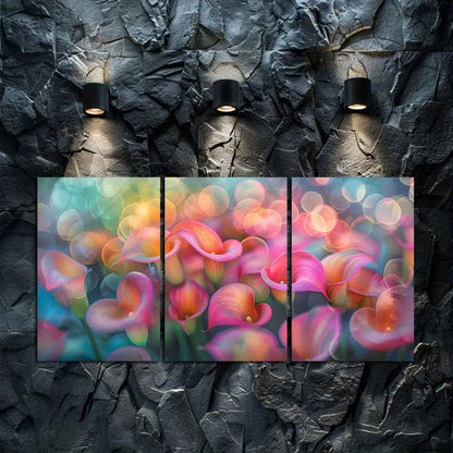 3pcs Close Up of Calla Lilies with Pink Petals Wall Art Set Canvas Framed 40x60cm - High Quality Print 100% Australian Made Wall Canvas Ready to Hang - Bella Home Decor