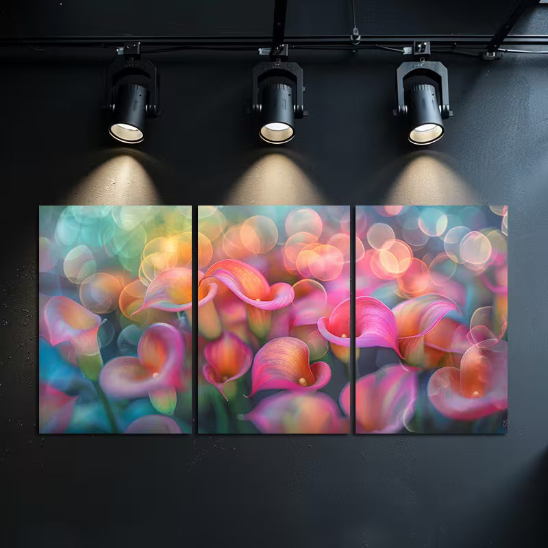3pcs Close Up of Calla Lilies with Pink Petals Wall Art Set Canvas Framed 60x90cm - High Quality Print 100% Australian Made Wall Canvas Ready to Hang - Bella Home Decor