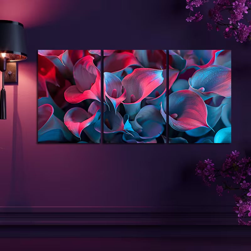 3pcs Calla Lilies Captured in a Soft Focus Photo Wall Art Set Canvas Framed 40x60cm - High Quality Print 100% Australian Made Wall Canvas Ready to Hang - Bella Home Decor