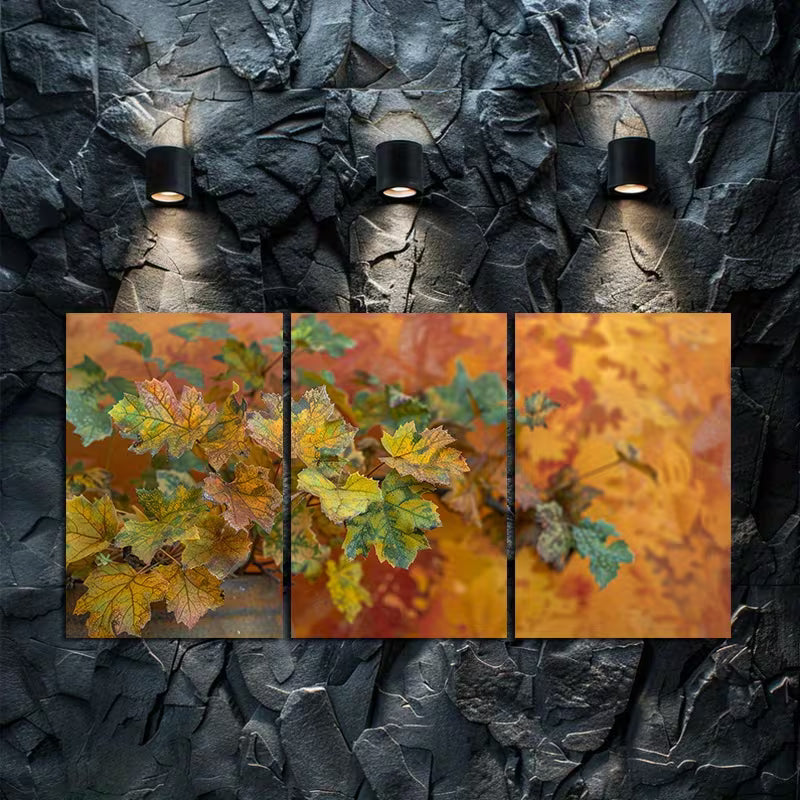 3pcs Colorful Autumn Leaves in Orange Shades Wall Art Set Canvas Framed 60x90cm - High Quality Print 100% Australian Made Wall Canvas Ready to Hang - Bella Home Decor