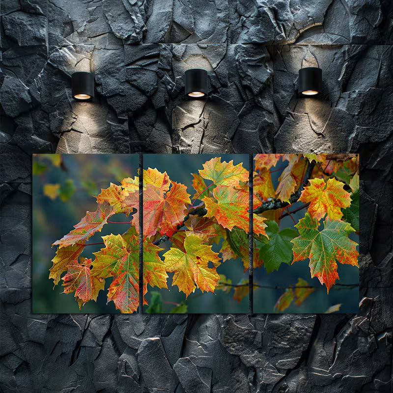 3pcs Colorful Autumn Leaves in Various Shades Wall Art Set Canvas Framed 60x90cm - High Quality Print 100% Australian Made Wall Canvas Ready to Hang - Bella Home Decor