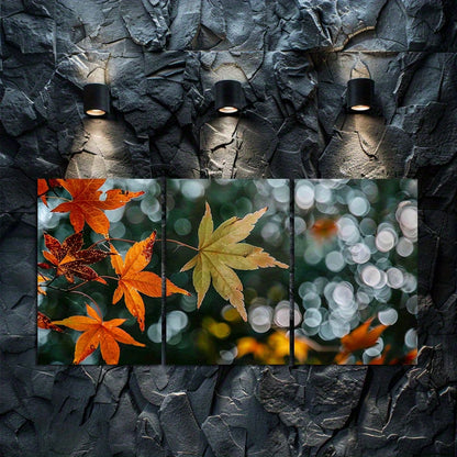 3pcs Colorful Autumn Leaves in Orange Shades Wall Art Set Canvas Framed 40x60cm - High Quality Print 100% Australian Made Wall Canvas Ready to Hang - Bella Home Decor
