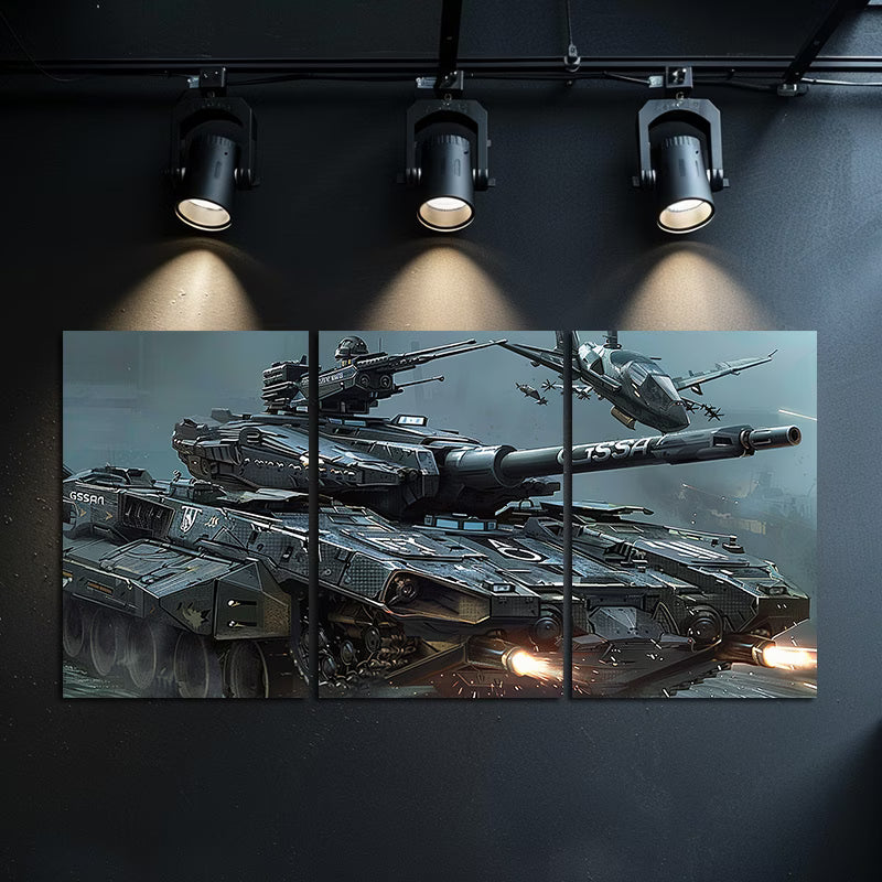 3pcs Military Tank Design Wall Art Set Canvas Framed 40x60cm - High Quality Print 100% Australian Made Wall Canvas Ready to Hang