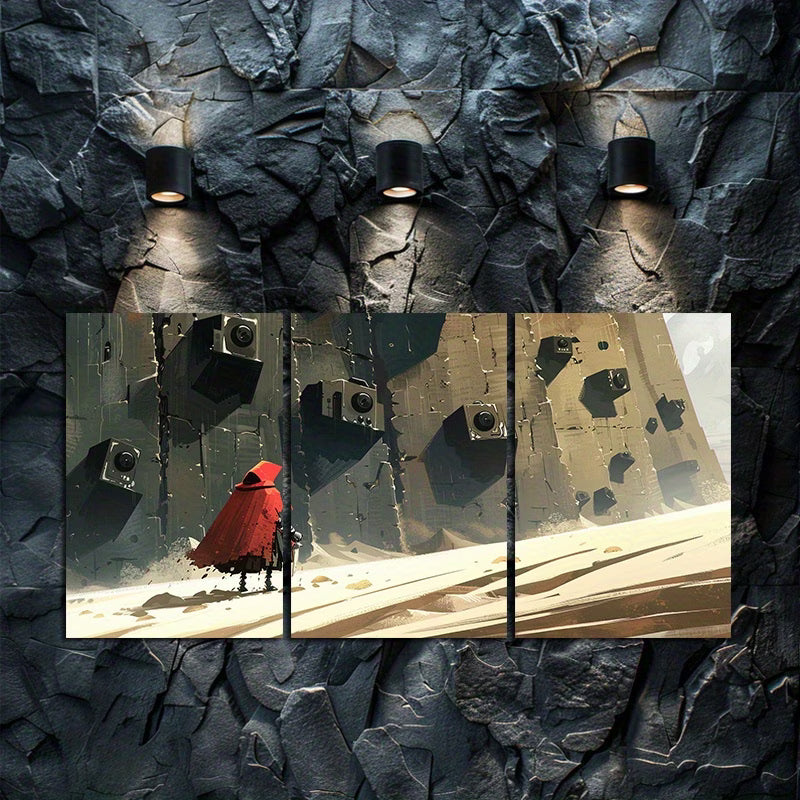 3pcs Adventurer in A Red Cape with A Sword Wall Art Set Canvas Framed 40x60cm - High Quality Print 100% Australian Made Wall Canvas Ready to Hang - Bella Home Decor